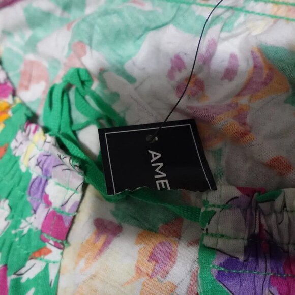 American Living Blouse Top Women's Large Floral Print Short Sleeve Drawstring - Picture 4 of 7